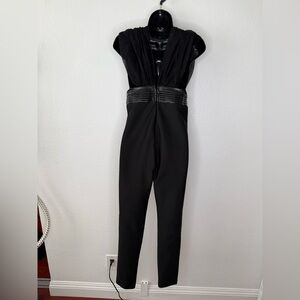 Fashion Nova Black Jumpsuit with Leather Accents